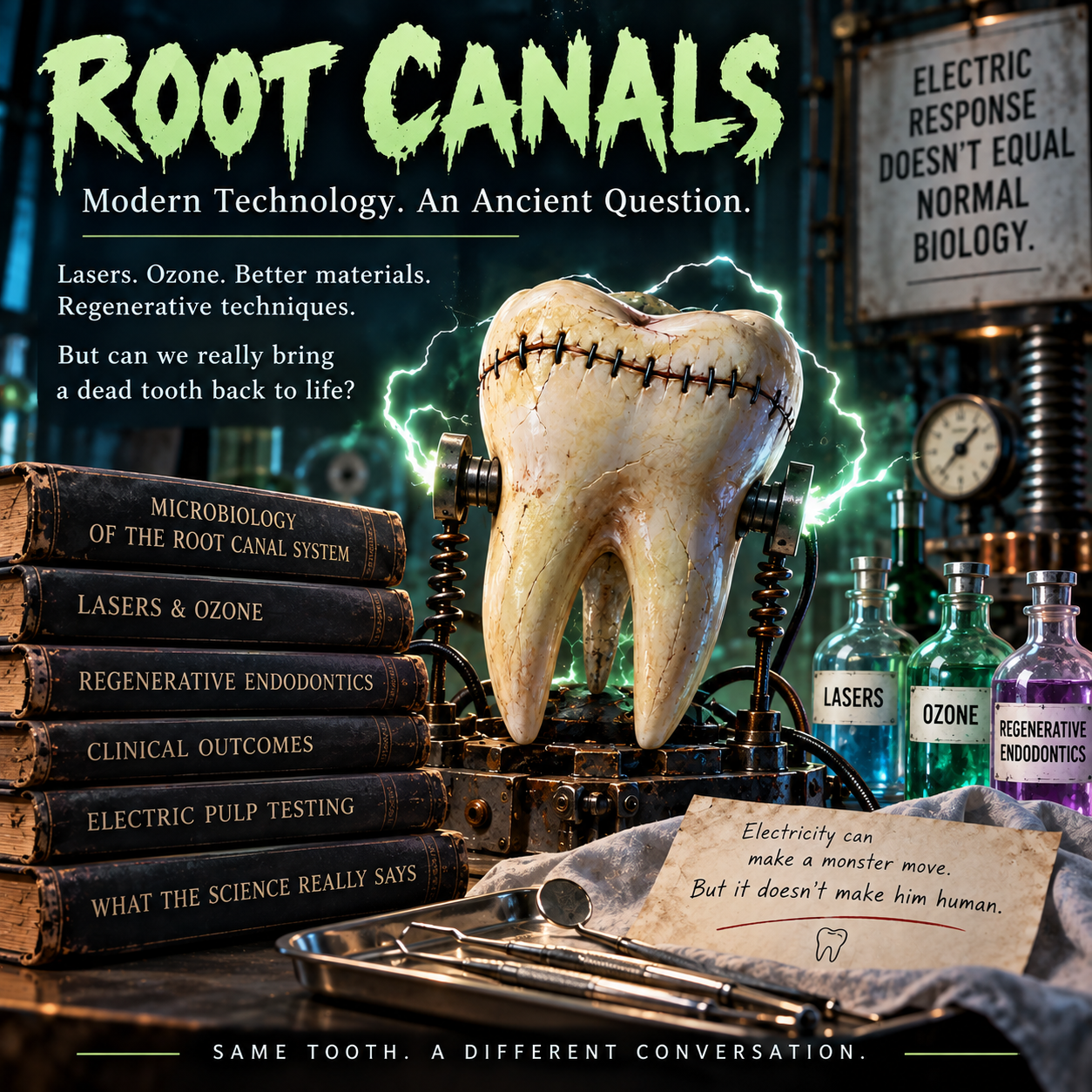 The Root Canal Question: What Are We Actually Saving?  Tooth taxidermy, biofilm, zirconia implants, and the human attached to the tooth